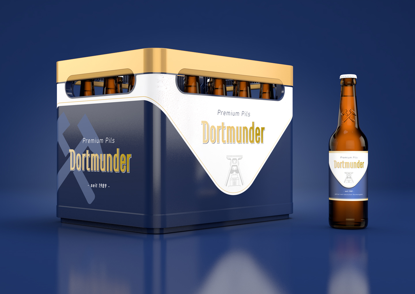 Dortmunder Bier-Kasten mit Flasche